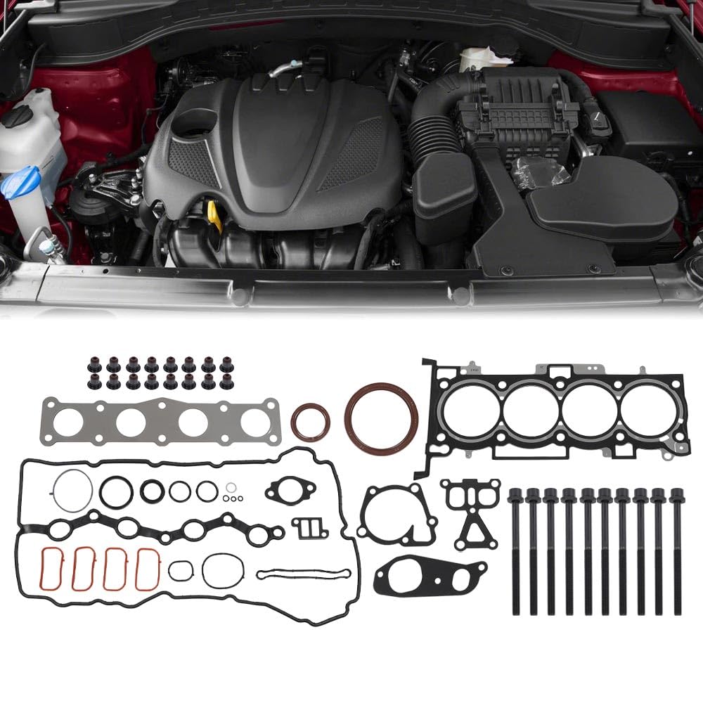 G-PLUS Head Gasket Set w/Head Bolt Kit Fit Hyundai Santa Fe 2011-2015/ Tucson 2010-2015,Fit Kia Rondo 2011-2016/ Optima Sorento Sportage 2011-2015 2.4L 2359CC L4 DOHC,16 Valve,Theta II
