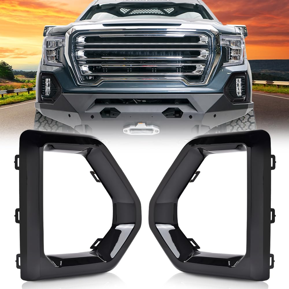 G-PLUS Front Fog Light Outer Bezel Cover Set Compatible with GMC Sierra 2019 2020 2021
