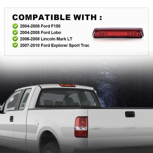 G-PLUS Rear LED Bar Type I High Mount Stop Ligh Third Brake 3rd Light Cab Roof Center Mount Brake Stop Tail Cargo Lamp Compatible with 2004-2008 Ford F150/Lobo