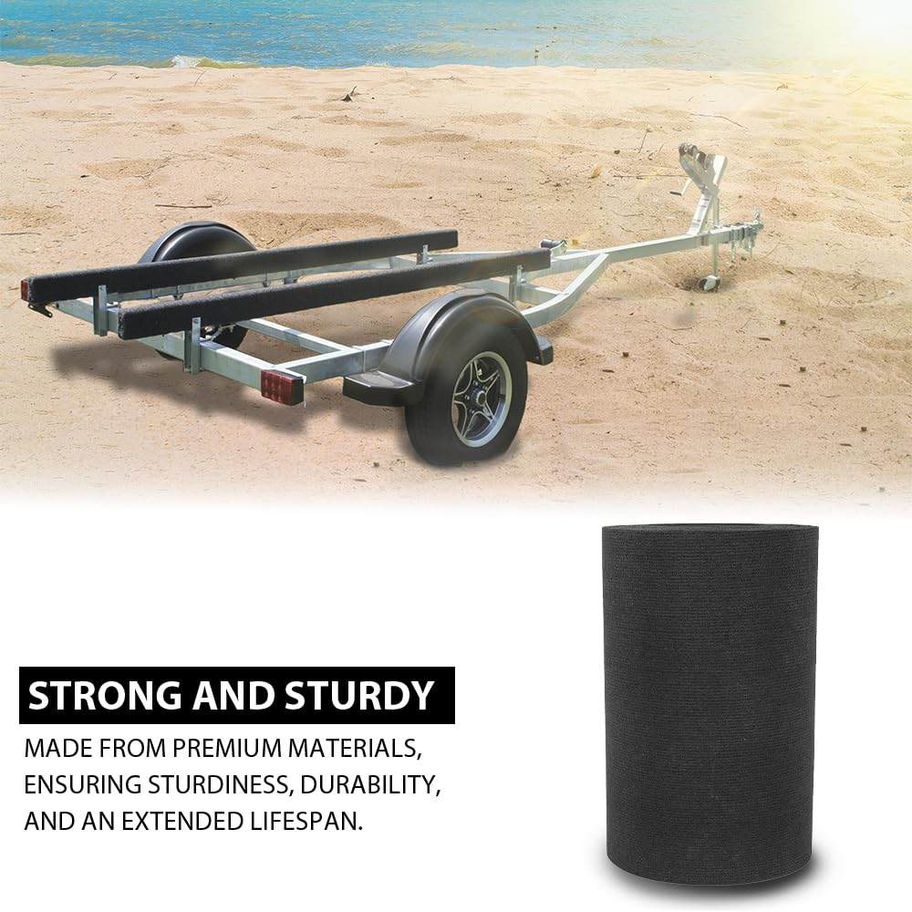 G-PLUS 18" x 50' Outdoor Ribbed Marine Carpet, Boat Trailer Bunk Carpet, Fit Boat Trailer Bunks Runner Docks Black