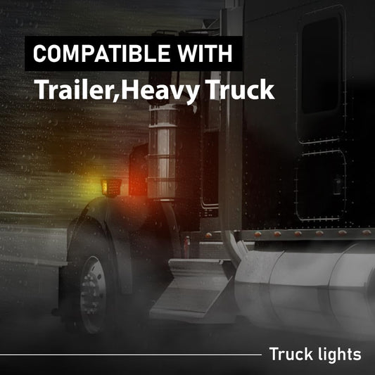 G-PLUS 57 LED Double Face Stud Mount Fender Turn Brake Tail Lights Fit Truck, UTE, Trailers, Caravans, Campers, Buses, Vans Red/Amber Square 2PCS Amber/Red Lens