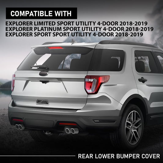 G-PLUS Rear Lower Bumper Cover Fascia, Compatible with Ford Explorer Limited/Platinum/Sport Sport Utility 4-Door 2018-2019, FO1115139, JB5Z17K835DA
