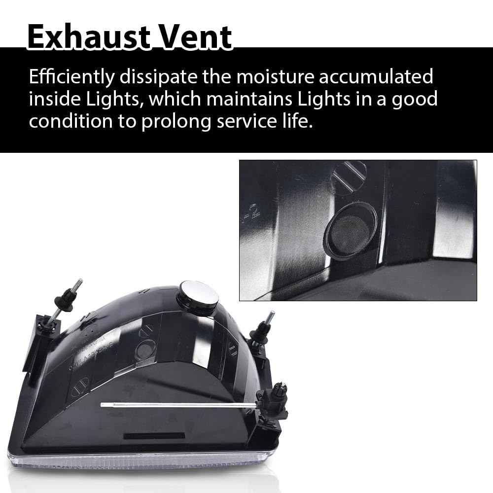 G-PLUS Headlights Assembly,Fit 1992-1996 Ford Bronco F150 F250 F53 F59/Fit 1992-1997 Ford F Super Duty & 1997 Ford F250 HD,Front Headlamps Left&Right W/o Bulbs,faros delanteros