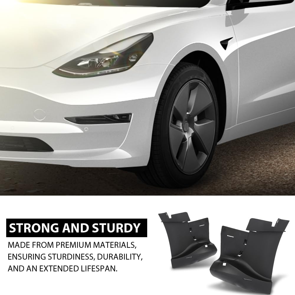 G-PLUS Front Bumper Lower Wheelhouse Liner Bracket Left+Right Compatible with Tesla Model 3 2017-2022 1084175-00-D, 1084177-00-D Black