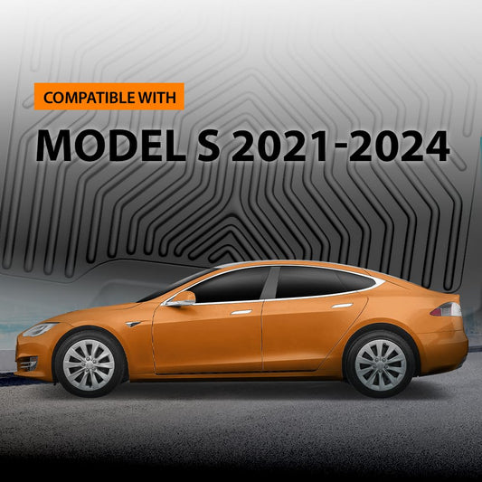 G-PLUS Floor Mats Compatible with Tesla Model S 2021 2022 2023 2024 TPE Custom Fit All Weather Full Cover Protection 1st & 2nd Row Floor Liners Waterproof 3PCS Black alfombrillas para coche