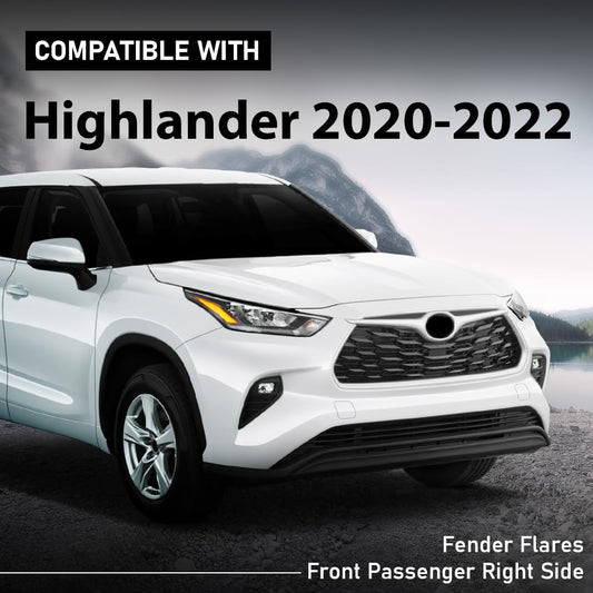 G-PLUS Front Right Fender Flare Compatible with Toyota Highlander 2020 2021 2022 Wheel Arch Trim, 750850E040