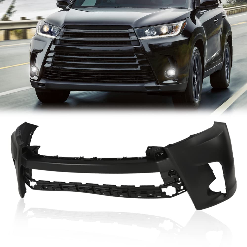 G-PLUS NEW Primered Front Bumper Cover Compatible with 2017 2018 2019 Toyota Highlander 521190E350160 TO1000427