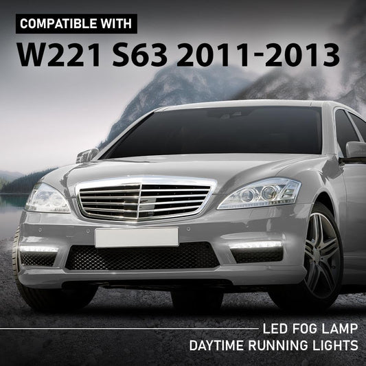 G-PLUS LED Pair Fog Lamp Daytime Running Lights, Compatible with Benz W221 S63 AMG 2007-2013, LH Driver & RH Passenger Side 2PCS, 2218201356, 2218201456
