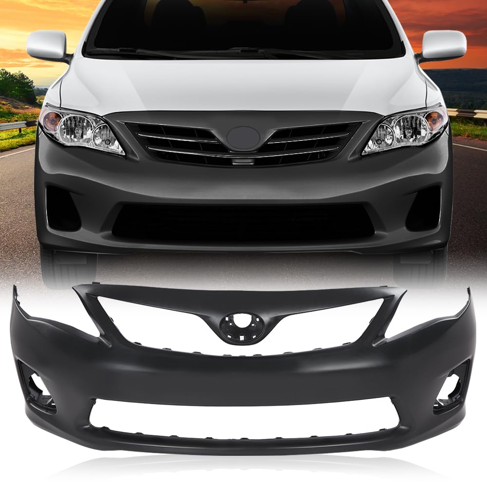G-PLUS Primed Front Bumper Cover Fascia Compatible with Toyota Corolla Base CE L LE 2011 2012 2013, 5211903901, TO1000372, Black