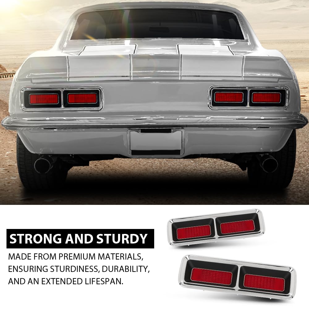 G-PLUS Tail Lights Compatible with Chevy Camaro 1968, Red Lens Luces Traseras Rear Brake Lamps Assembly Left & Right