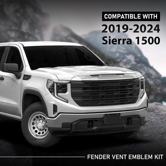 G-PLUS Fender Vent Emblem Kit Compatible with GMC Sierra 1500 6.2L 2019 2020 2021 2022 2023 2024, Fit 6.2L 1500 Model Trucks Only, 85160723 86532094, Black