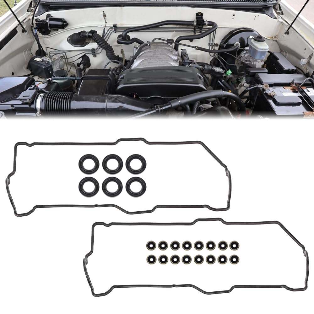 G-PLUS Valve Cover Gasket Set Fit 1996-2002 Toyota 4Runner /1995-1998 Toyota T100 /1995-2004 Toyota Tacoma /2000-2004 Toyota Tundra 3.4L V6 DOHC, 5VZFE