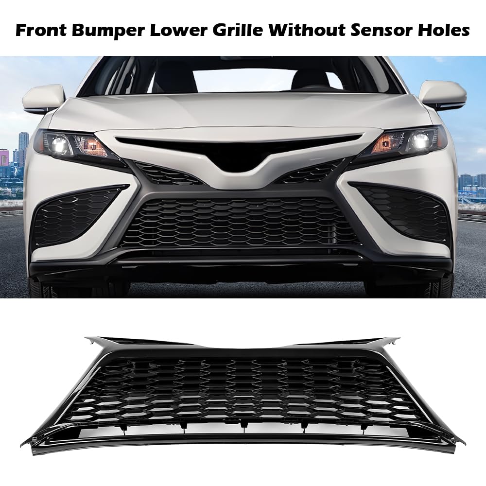 G-PLUS Front Bumper Lower Grille Without Sensor Holes Compatible with Toyota Camry SE XSE 2021-2022 75602F4010 TO1290115