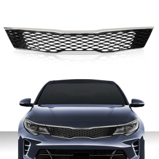G-PLUS Front Upper Bumper Grille Assembly Compatible with Kia Optima LX EX 2016 2017 2018 Chrome ABS Grill 86350-D5020,KI1200189
