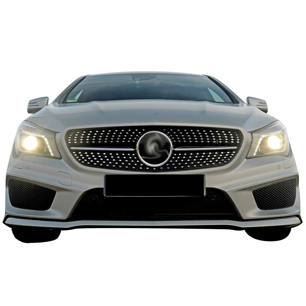 Diamond Star Front Bumper Mesh Grille Compatible with W117 CLA Class CLA180 CLA200 CLA250 CLA45 AMG 2014-2016 Silver Hood Upper Grille Assembly