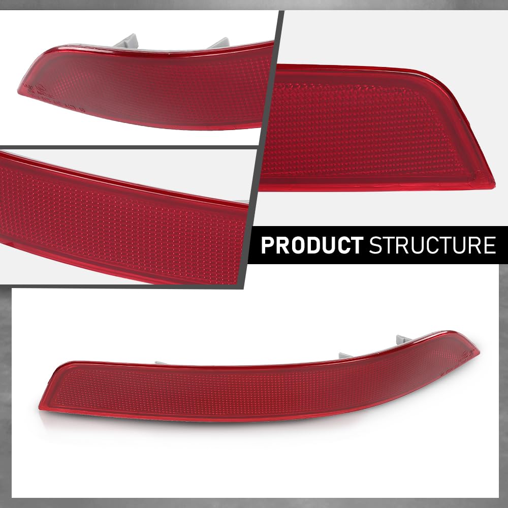 G-PLUS Pair Rear Bumper Reflector Light, Compatible with Benz GL-Class X164 GL350 GL450 GL550 2010-2012, Left & Right Side 2PCS, 1648200974, 1648201074
