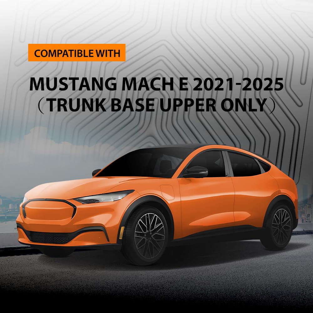 G-PLUS Floor Mats & Cargo Liner Compatible with Ford Mustang Mach E 2021 2022 2023 2024 2025 (Trunk Base Upper Only) All Weather Full Cover Protection TPE Car Floor Liner 1st & 2nd & 3rd Row 4PCS