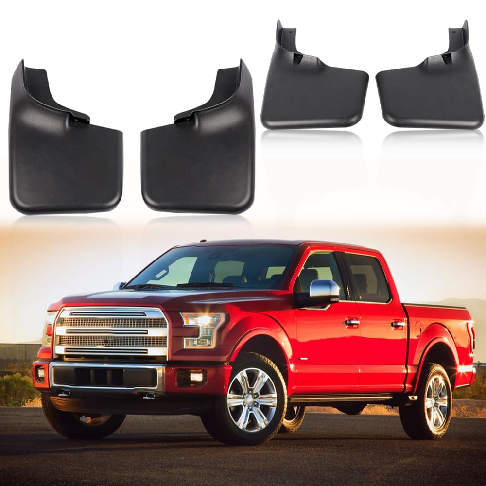 G-PLUS Front Rear Molded Mud Flaps Splash Guards Compatible with Ford F150 2004-2014 Wheel Fender Mudguards W/Factory Wheel Lip Moldings 6L3Z-16A550-BA