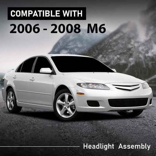 G-PLUS Headlights Headlamp Compatible with 2006-2007 Mazda 6 Mazdaspeed,Fit 2006-2008 Mazda 6 (submodel: i, S,GS, GT)