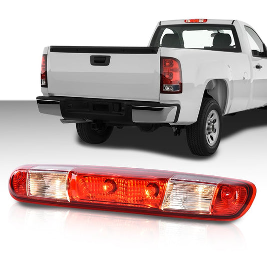 G-PLUS High Mount 3rd Third Brake & Cargo Combination Light Lamp w/Bulbs Fit Chevy Silverado GMC Sierra 1500 2008-2013/ Fits Chevy Silverado GMC Sierra 2500 HD 3500 HD 2008-2014 Clear Lens 25890530