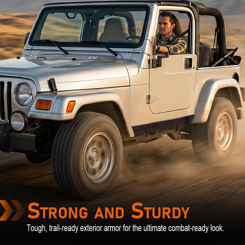 G-PLUS Armor Rocker Side Panels Compatible with Jeep Wrangler TJ(All Trims, 4WD) 1997-2006 No-Drill for Most Black