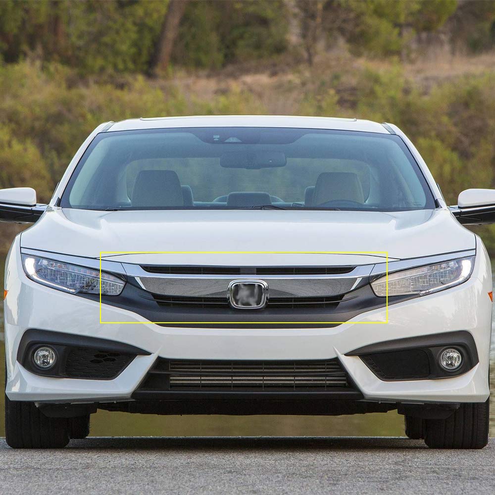 G-PLUS Factory Style Gloss Front Upper Bumper Grille Hood Compatible With CIVIC 16-18 GRILLE (Chrome)