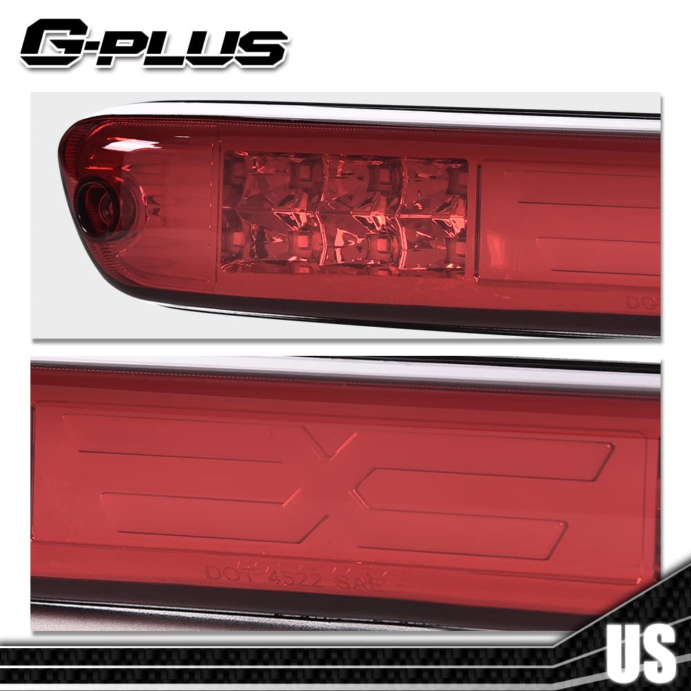 G-PLUS LED 3rd Third Center High Mount X Stop Light Lamp Compatible with 2004-2012 Chevy Colorado/GMC Canyon 2006-2008 Isuzu I-Series 3D LED Bar Tail Brake Light 15286505