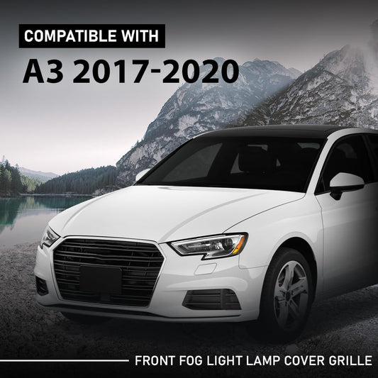 G-PLUS Pair Front Bumper Fog Light Cover Lamp Bezel Grill Compatible with Audi A3 Sedan 2017-2020 2PCS
