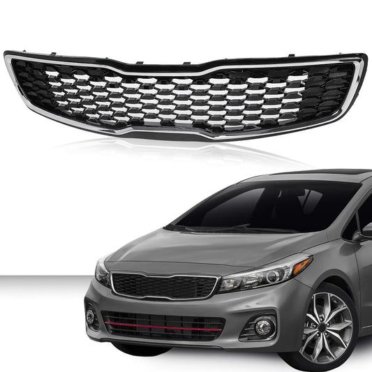 G-PLUS Front Upper Bumper Grille Grill Chrome & Black Compatible with Kia Forte5 Hatchback EX LX 2017 2018 86350-A7810, 86350A7810, 86350A7830, 86350-A7830