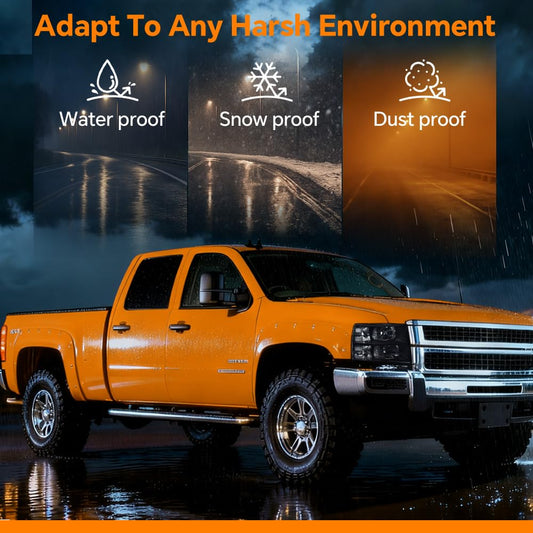 G-PLUS Headlights Assembly, Compatible with Chevy Silverado 2007-2013/HEADLIGHTS | Fit Chevy Silverado 2500 HD 3500 2007-2014 Bumper Headlamp, Smoky Lens Black Housing Clear Reflector