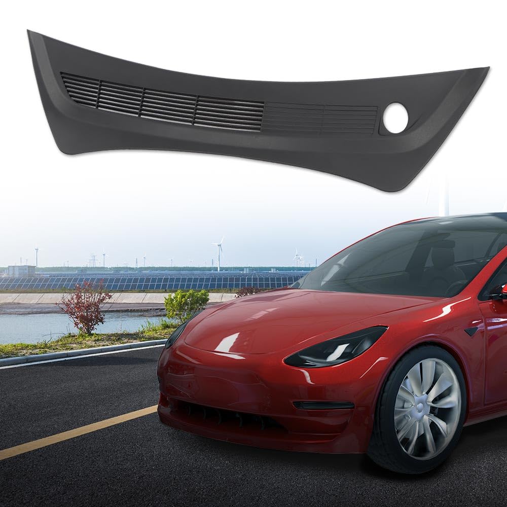G-PLUS Windshield Wiper Cowl Rear Apron Trim Cover Panel Matte Compatible with 2017-2023 Tesla Model 3 108167500B,108167500E