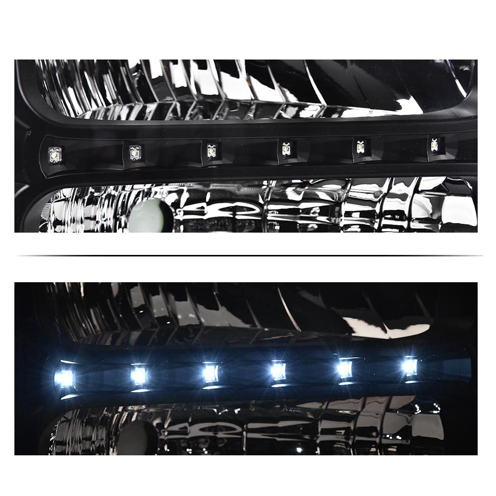 G-PLUS Smoked LED DRL headlights, Compatible with 2005 2006 2007 Ford F250 F350 F450 F550 Super Duty Bumper Headlamps, Clear Lens Black Housing Amber Reflector 6C3Z13008AB,faros delanteros