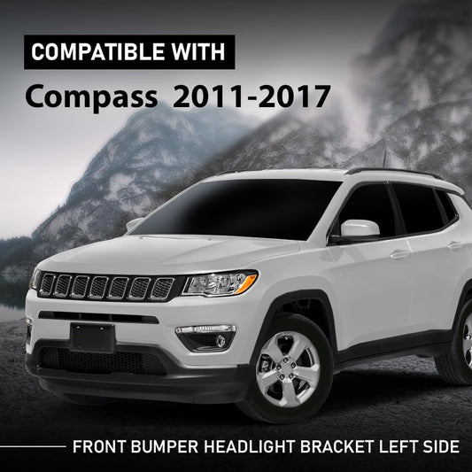 G-PLUS Front Bumper Inner Steel Headlight Bracket Left Side Compatible with Jeep Compass 2011-2017 Black 68079655AH