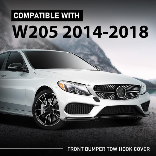 G-PLUS Front Bumper Towing Cover Tow Hook Cover Compatible with Benz W205 C-Class C200/220/250/300/350/400 2015-2018 A2058850324