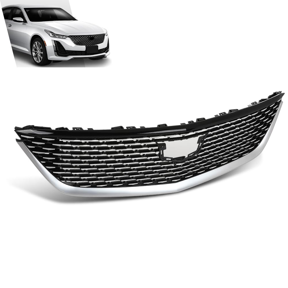 G-PLUS Front Bumper Grill Grille Compatible with Cadillac CT5 Luxury 2020-2023 84934970 Chrome Black