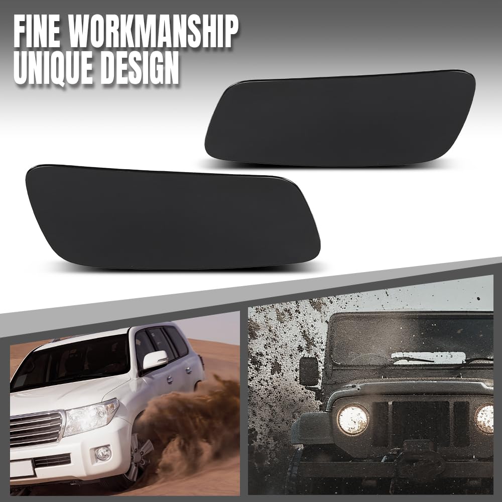 G-PLUS Headlamp Washer Cover Cap Pair Compatible with Volvo S90 / V90 / V90 Cross Country 2017 2018 2019 2020 2021 2022 2023 2024 2025 39839830, 39839842 Glossy Black
