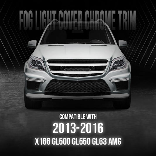 G-PLUS Front Fog Light Cover Chrome Trim Driver and Passenger Side Compatible with Benz X166 GL500 GL550 GL63 AMG 2013-2016 A1668851774 A1668851874