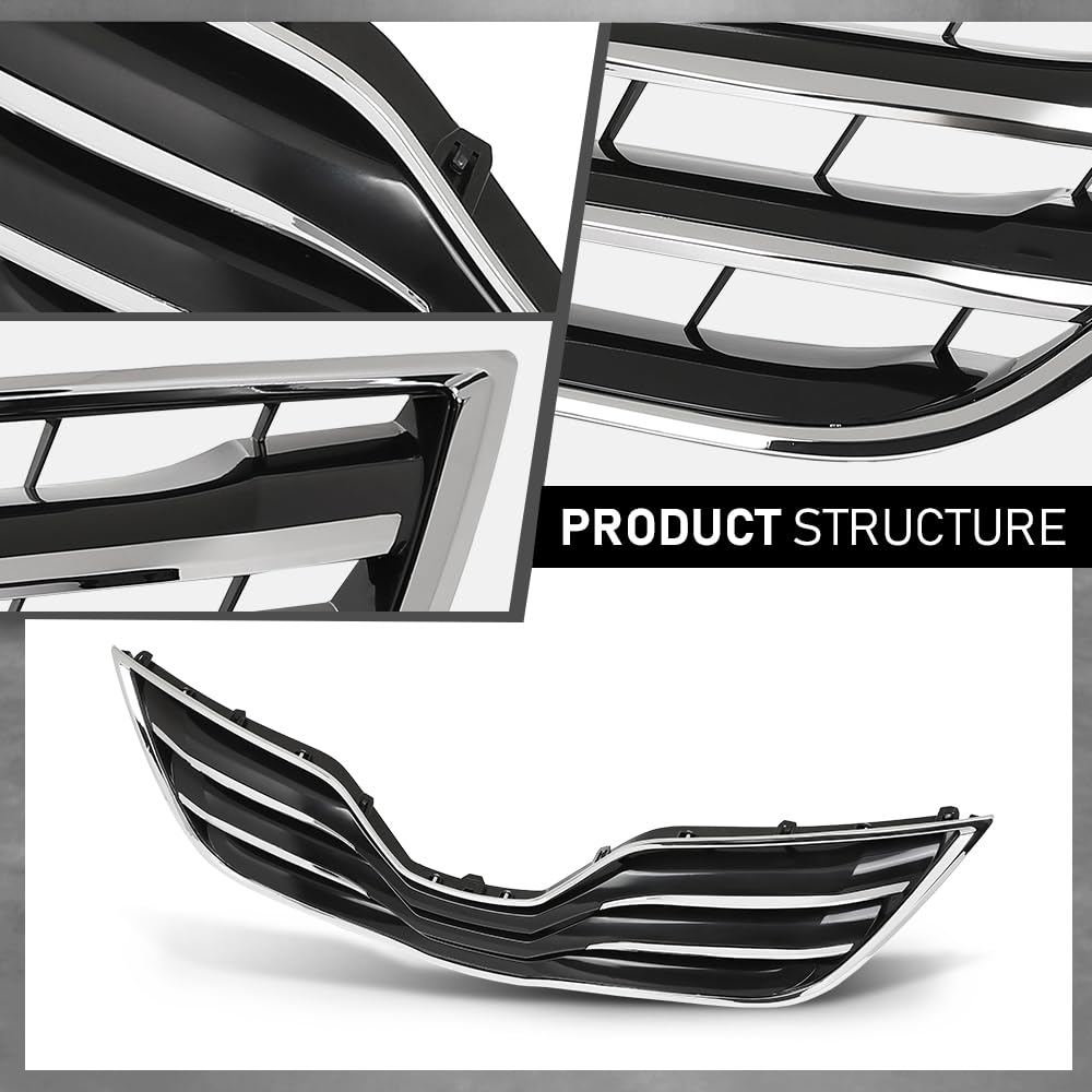 G-PLUS Front Grille Chrome Shell, Compatible with Toyota Camry XLE 2010-2011, 5310106190C0, TO1200325