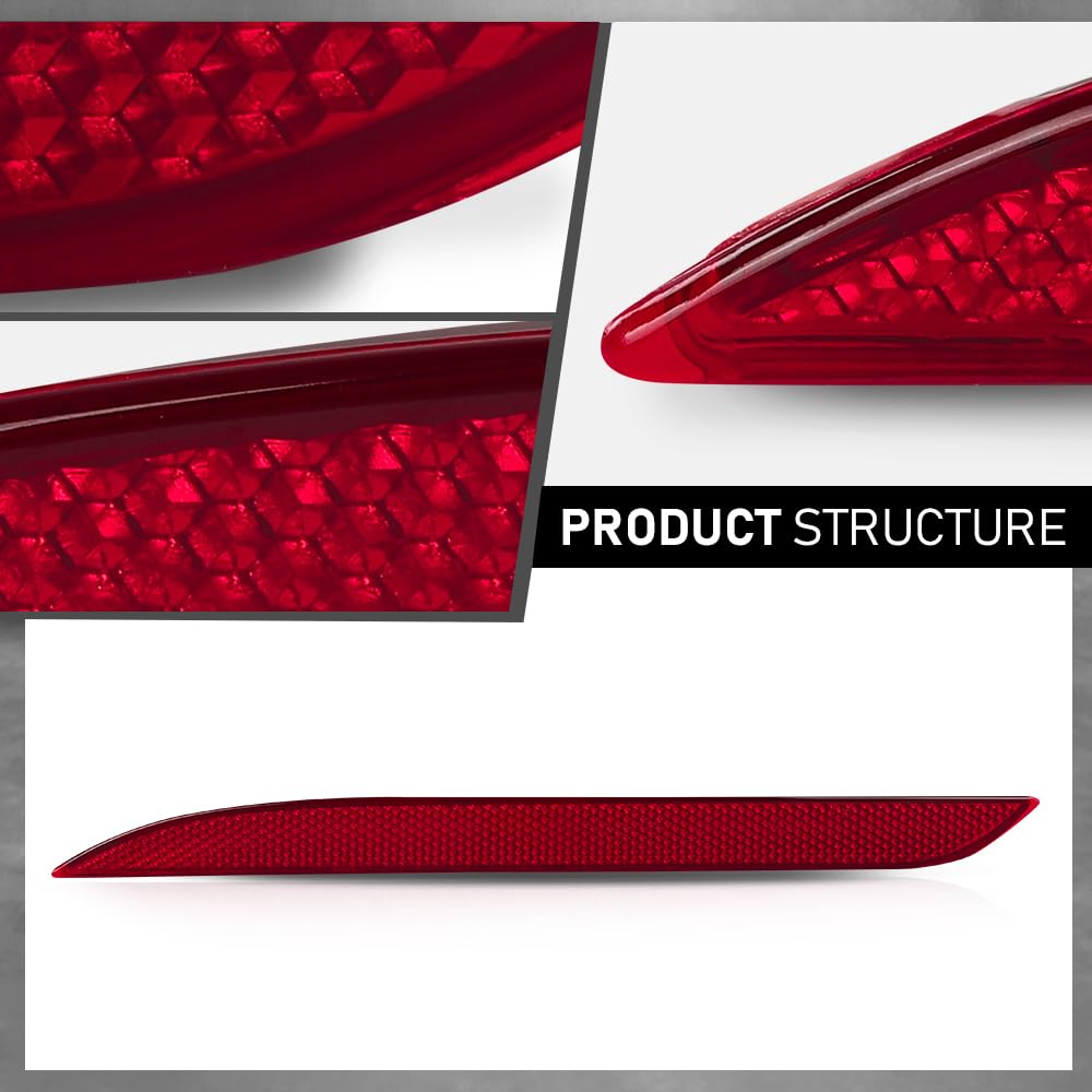 G-PLUS Pair Rear Bumper Reflector, Compatible with Ford Mustang EcoBoost 2015-2017, LH Driver & RH Driver Side 2PCS, FR3Z15A448A, FR3Z15A449A