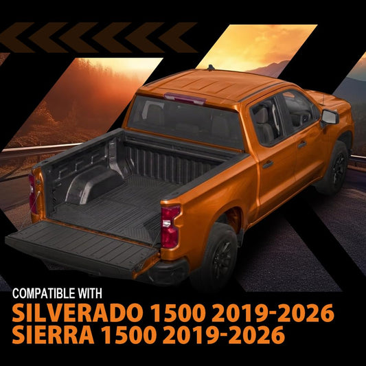 G-PLUS TPE Floor Mats Fit Chevy Silverado 2019-2026 3rd Row Truck Accessories Cargo Liners All Weather Protection 2PCS Black Alfombras para Carro