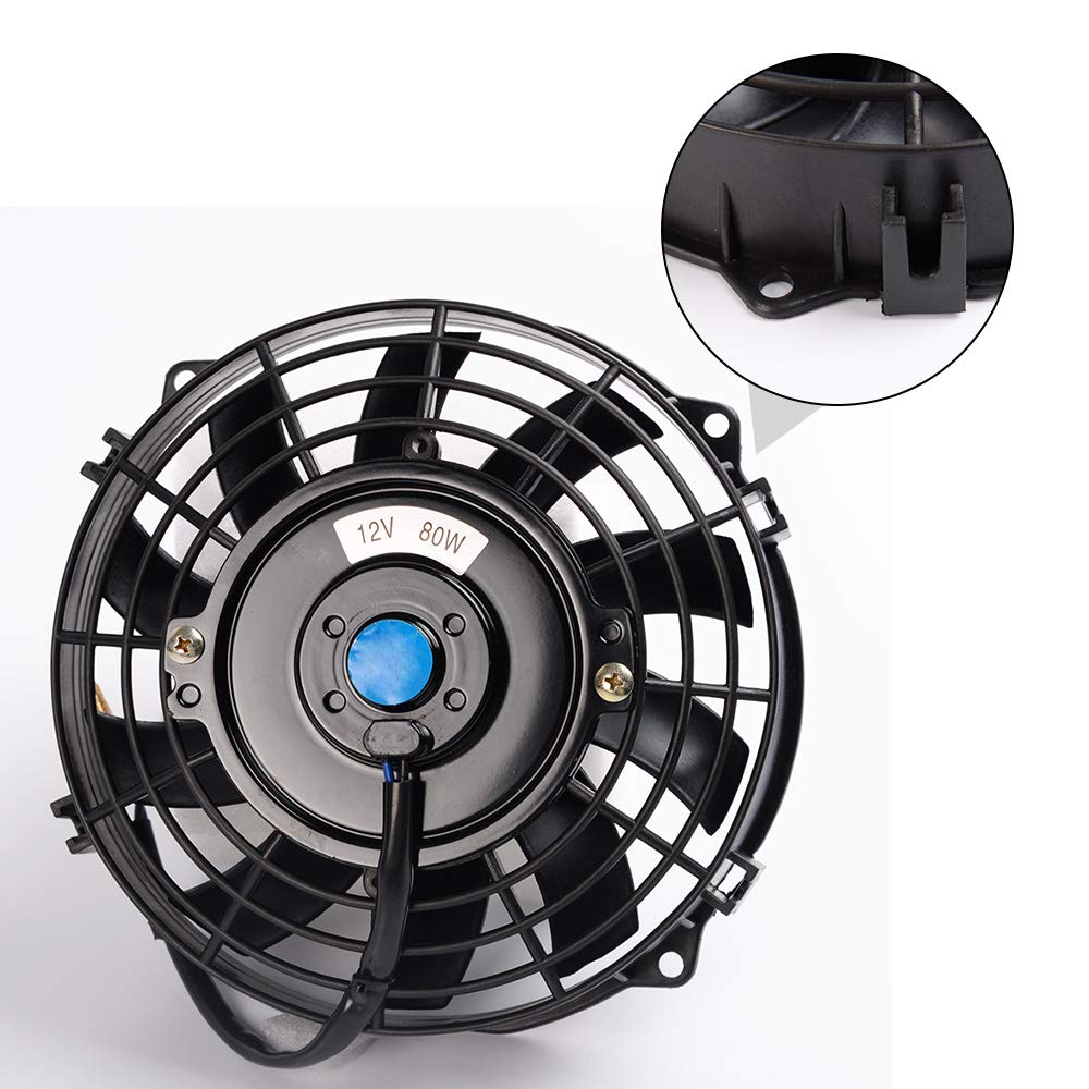 G-PLUS Universal 30 Row AN10 Aluminum Transmission Engine Oil Cooler Kit Black+ 7" Electric Cooling Fan Kit