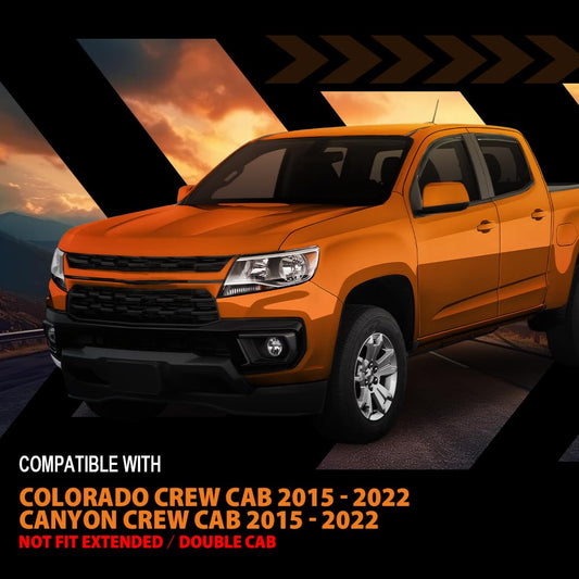 G-PLUS in-Channel Side Window Vent Visor Deflectors Rain Guards Compatible with Chevy Colorado Crew Cab 2015-2022; Fit GMC Canyon Crew Cab 2015-2022; Not Fit Extended/Double Cab 4 PCS Smoky