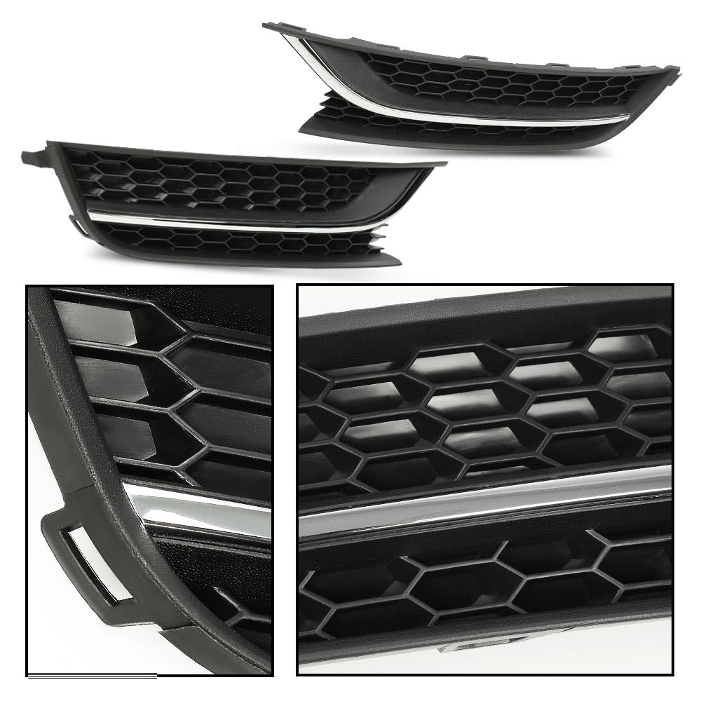 G-PLUS Front Bumper Radiator Lower Grille and Grill Fog Light Cover Compatible with Volkswagen Passat 2012-2015 561853665E 561853666C 561853677
