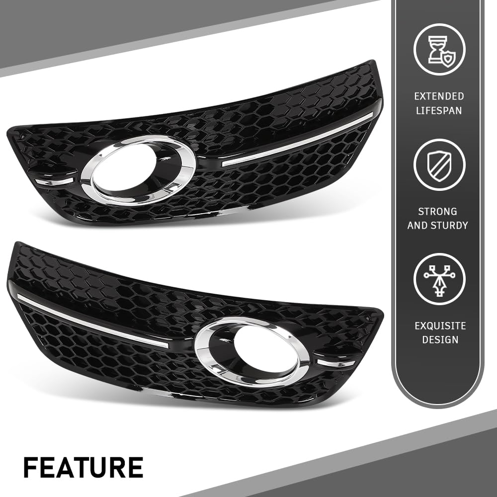 G-PLUS Pair Front Fog Light Cover Bezel, Compatible with Audi Q5 2009-2012, LH Driver & RH Passenger 2PCS, Gloss Black, 8R0807682A01C, 8R0807681A01C