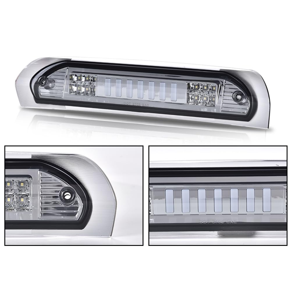 G-PLUS LED Third Brake Light Compatible With 2002-08 Dodge RAM 1500/Fit 2003-2009 Dodge RAM 2500 3500 3RD LED Bar Brake/Cargo Lamp,Type I Chrome Housing Smoky Lens