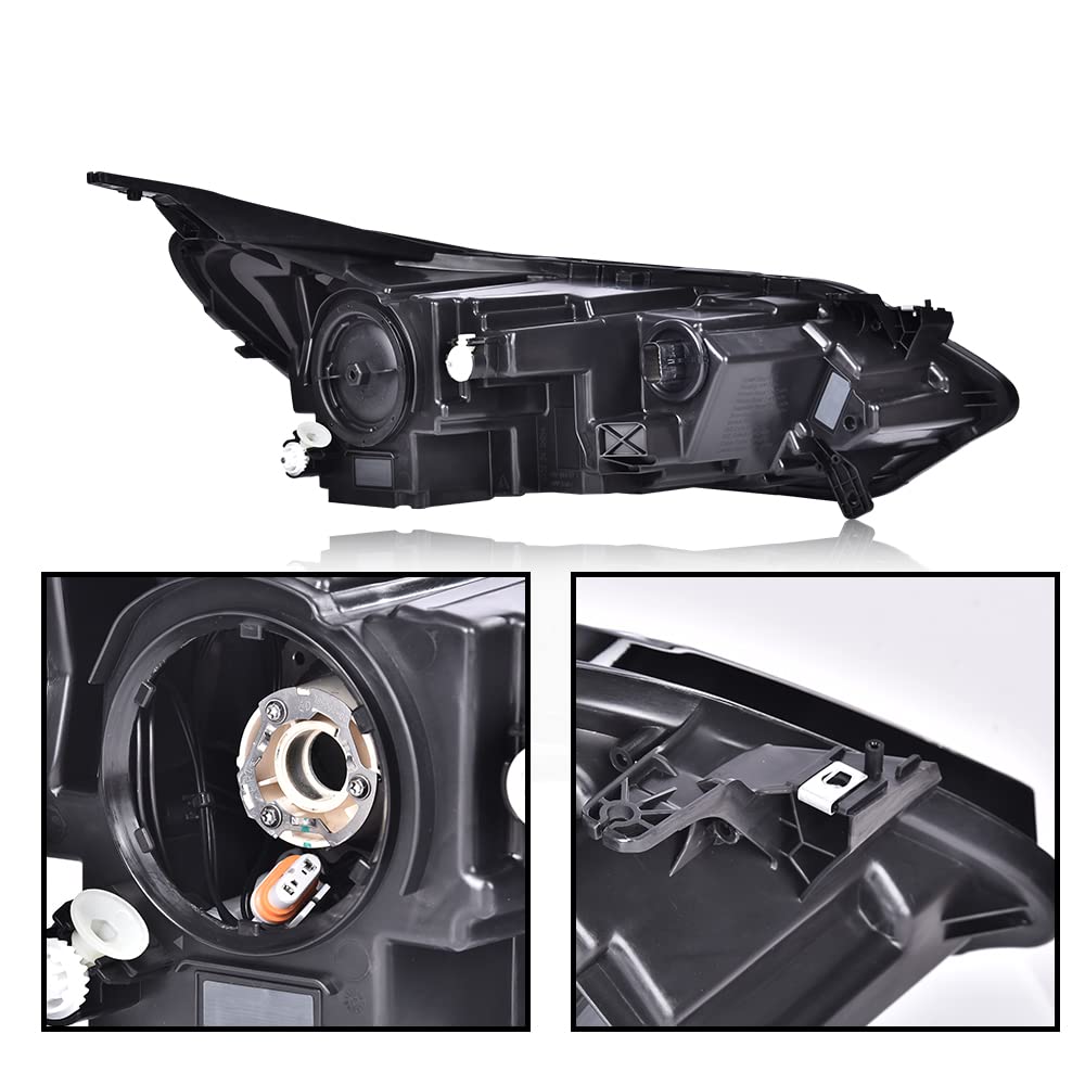 G-PLUS LED Headlight Assembly Compatible with Chevy Equinox 2018 2019 2020 w/Factory HID/Xenon Driver Left Headlamp Clear Lens Black Housing Amber Reflector Bumper Headlamps,faros delanteros