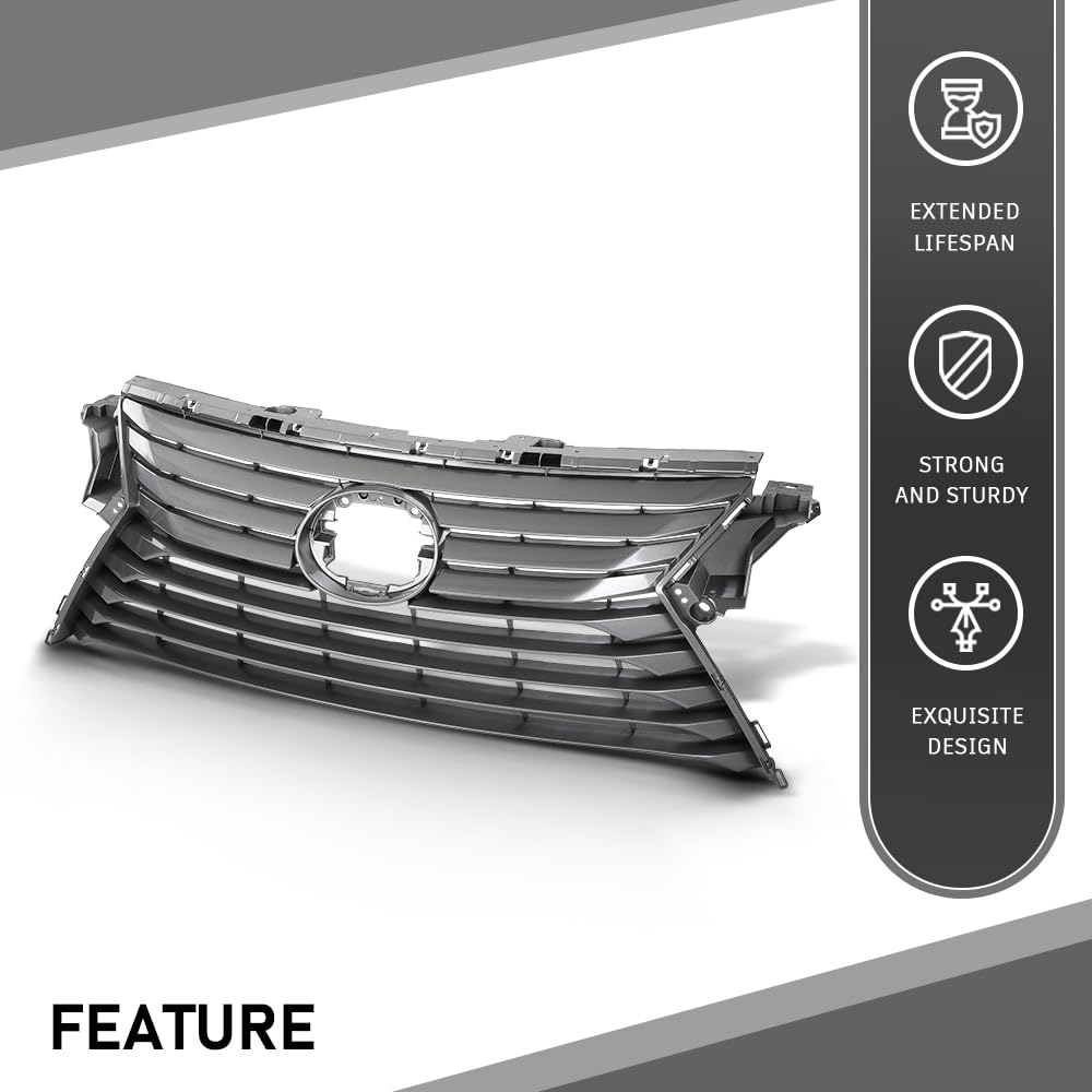 G-PLUS Front Bumper Upper Grille Compatible with LX RX350 2016-2018, Fit LX RX450H 2016-2019 & RX350L 2018, 531110E170, LX1200180 Gray