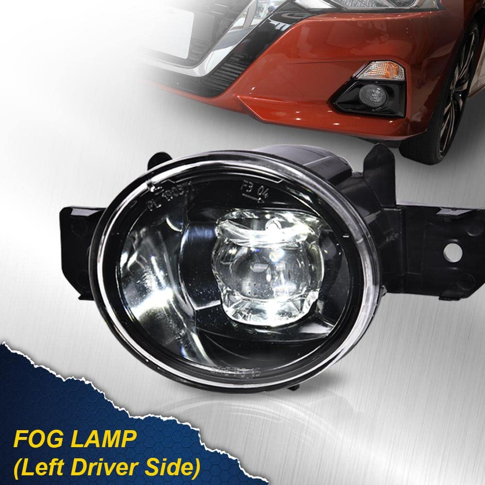 G-PLUS Fog Lights Assembly Compatible with 2019 2020 Nissan Altima 4-Door Sedan S SL SR SV Front Bumper Fog Lights w/Bulb Clear Lens LED Fog Lamps, Driver Side(Left)