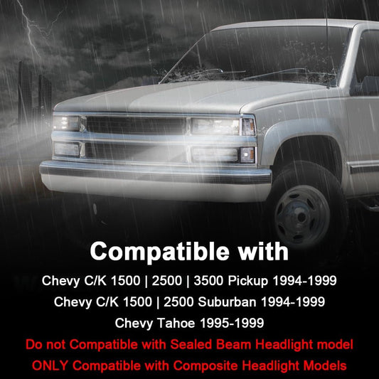 G-PLUS Corner Light Fit Chevy CK/C10 1500 2500 3500 2WD 1994-2000,(ONLY For Composite Headlights) Signal Side Marker Lamps Bumper Headlamps (Clear Lens Chrome Housing Clear Reflector),faros Assembly