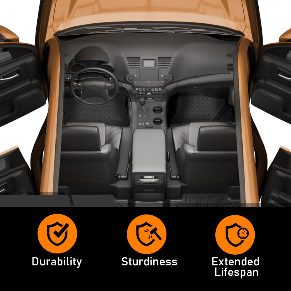G-PLUS TPE Floor Mats Fit Ford E150 E250 E350 Econoline & Econoline Club Wagon 1997-2005 1st Row Truck Accessories Cargo Liners All Weather Protection 2PCS Black Alfombras para Carro